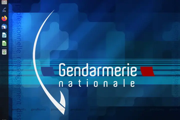 Capture d'écran du bureau de GendBuntu 22.04, la distribution Linux dérivée d'Ubuntu utilisée par la Gendarmerie nationale